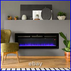 50 1500W Recessed and Wall Mounted Electric Fireplace Insert With Remote