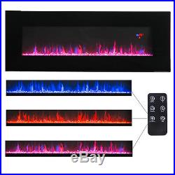 50 1500W Wall Mounted Insert Recessed Electric Fireplace Heater 3D Flame Logs