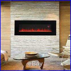 50 1500W Wall Mounted Insert Recessed Electric Fireplace Heater 3D Flame Logs