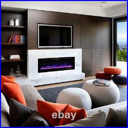 50 36 Electric Fireplace Recessed Wall Mounted Heater Flame Insert Ultra Thin