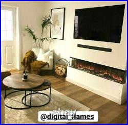 50 60 72 Inch Stunning Panoramic Insert Electric Fire 3 Sided Full Glass New