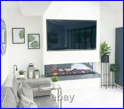 50 60 72 Inch Stunning Panoramic Insert Electric Fire 3 Sided Full Glass New