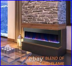 50 60 Inch Digital Flames Black Insert Wall Mounted Glass Electric Fire 3 Sided