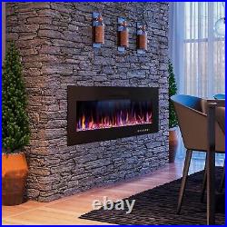 50'' Electric Fireplace Insert Electric Heater Wall Mounted Touch Screen 1500W