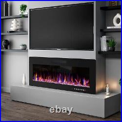 50'' Electric Fireplace Insert Electric Heater Wall Mounted Touch Screen 1500W