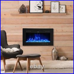 50'' Electric Fireplace Insert Heater Flame Remote Control Wall Mounted 12Colors