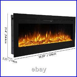 50'' Electric Fireplace Insert Heater Flame Remote Control Wall Mounted 9 ColoDs