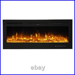 50''Electric Fireplace Insert Heater Flame Remote Control Wall Mounted 9 ColorFY