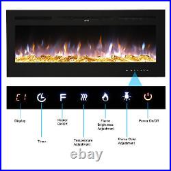 50''Electric Fireplace Insert Heater Flame Remote Control Wall Mounted 9 ColorFY