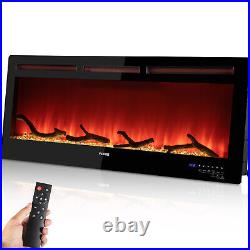 50 Electric Fireplace Insert Heater Flame Remote Control Wall Mounted Recessed