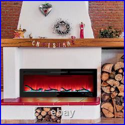 50 Electric Fireplace Insert Heater Remote Control Adjustable Flame Wall Mount