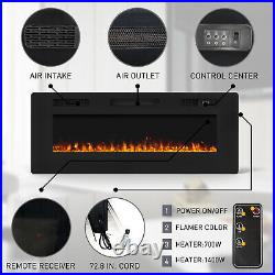 50 Electric Fireplace Recessed 4.72 Ultra-Thin Insert, 700With1400W, Low Noise