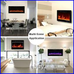 50 Electric Fireplace Recessed Insert OR Wall Mounted Heater Adjustable Remote