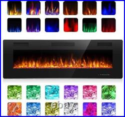 50''Electric Fireplace Recessed Wall Mounted Fireplace Heater Ultra Thin