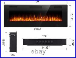 50''Electric Fireplace Recessed Wall Mounted Fireplace Heater Ultra Thin