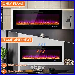 50 Electric Fireplace Recessed Wall Mounted Heater With Decorative Crystal & Log