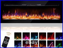 50'' Electric Fireplace Recessed Wall Mounted Standing Low Noise Remote Control