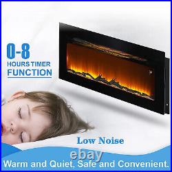 50'' Electric Fireplace Recessed Wall Mounted Standing Low Noise Remote Control