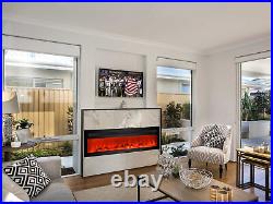 50'' Electric Fireplace Recessed Wall Mounted with Logs & Crystal, 20 Flames