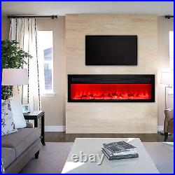 50'' Electric Fireplace Recessed Wall Mounted with Logs & Crystal, 20 Flames
