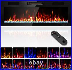 50 Electric Fireplace Wall Mounted & Recessed Ultra-Thin Fireplace 750/ 1500W