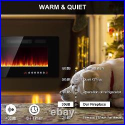 50 Electric Fireplace Wall Mounted & Recessed Ultra-Thin Fireplace 750/ 1500W