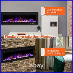 50 Electric Fireplace Wall Mounted & Recessed Ultra-Thin Fireplace 750/ 1500W