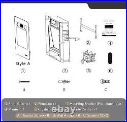 50 Electric Fireplace Wall Mounted & Recessed Ultra-Thin Fireplace 750/ 1500W