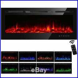 50 Electric Fireplace heater Recessed insert Wall Mount 3D Flame Log with Remote