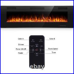 50''Electric Fireplace in-Wall Recessed Wall Mounted, Fireplace Heater, Remote