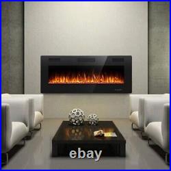 50''Electric Fireplace in-Wall Recessed Wall Mounted, Fireplace Heater, Remote