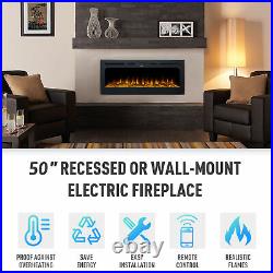 50 Electric Heater Recessed / Wall Mounted Fireplace Insert 9 Flame Colors