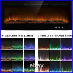 50 Electric Heater Recessed or Wall Mounted Fireplace Insert 9 Log Flame Colors