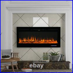 50 Electric Heater Recessed or Wall Mounted Fireplace Insert w 9 Flame Colors