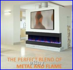 50 Inch Digital Flames Black Insert Wall Mounted Electric Fire 3 Sided Fish Tank