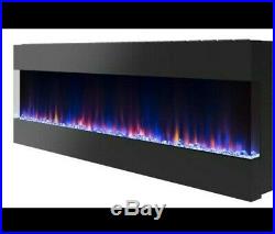 50 Inch Digital Flames Black Insert Wall Mounted Electric Fire 3 Sided Fish Tank