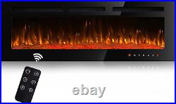 50 Inch Electric Fireplace Insert with Remote, Recessed Realistic Fire Place 12