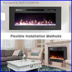 50 Inch Electric Fireplace Inserts, Wall Mounted Fireplace, Recessed Fireplace