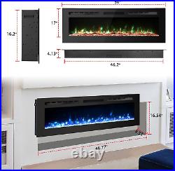50 Inch Electric Fireplace Inserts, Wall Mounted Fireplace, Recessed Fireplace