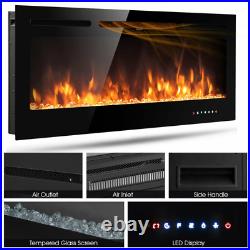 50 Inch Recessed Electric Insert Wall Mounted Fireplace with Adjustable Brightne