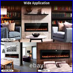 50 Inches Ultra-Thin Electric Fireplace Wall-Mounted & Recessed Fireplace Heater
