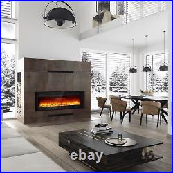 50 Recessed Electric Fireplace 1500W Wall Mounted Fireplace Heater Timer Home