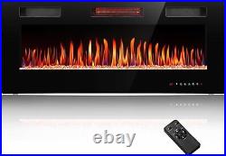 50 Recessed & Wall Mounted Electric Fireplace, 5100BTU, Adjustable Flame, Remote