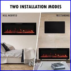 50 Recessed and Wall Mounted Electric Fireplace Insert, 750/1500W Freestandi