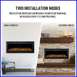 50 Recessed or Wall Mounted Electric Fireplace Insert w Remote 750W 1500W