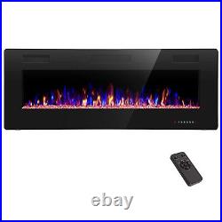 50'' Ultra-Thin Electric Fireplace Wall-Mounted & Recessed Fireplace Heater