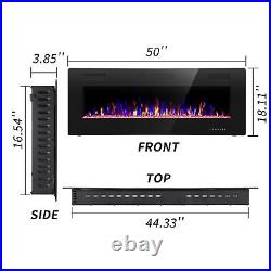 50'' Ultra-Thin Electric Fireplace Wall-Mounted & Recessed Fireplace Heater