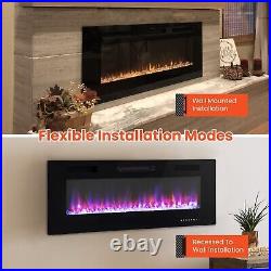 50 Ultra-Thin Electric Fireplace Wall-Mounted & Recessed Fireplace Heater