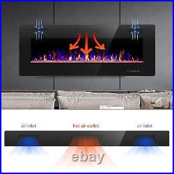 50'' Ultra-Thin Electric Fireplace Wall-Mounted & Recessed Fireplace Heater