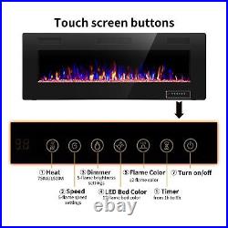 50'' Ultra-Thin Electric Fireplace Wall-Mounted & Recessed Fireplace Heater